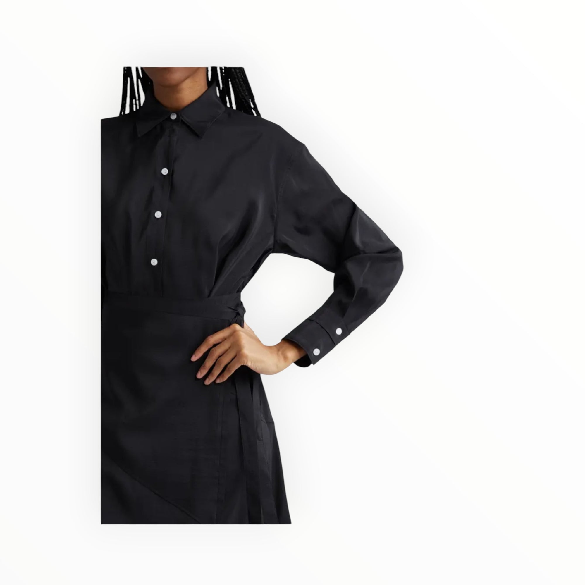 Proenza Schouler Olympia Habotai Shirtdress - Black