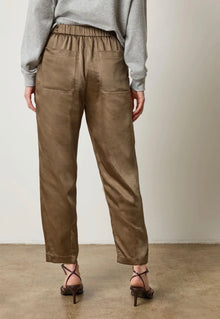 LILLA|P Satin Fly Front Pant - Parsley