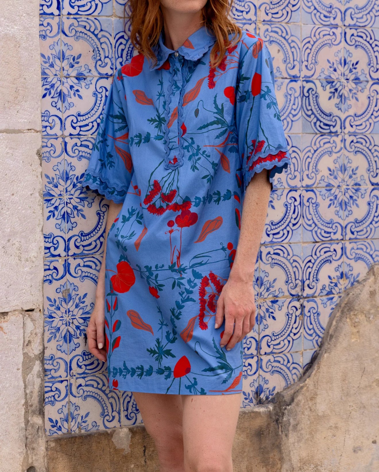 Oliphant Collared Shirt Dress - Bartram Blue