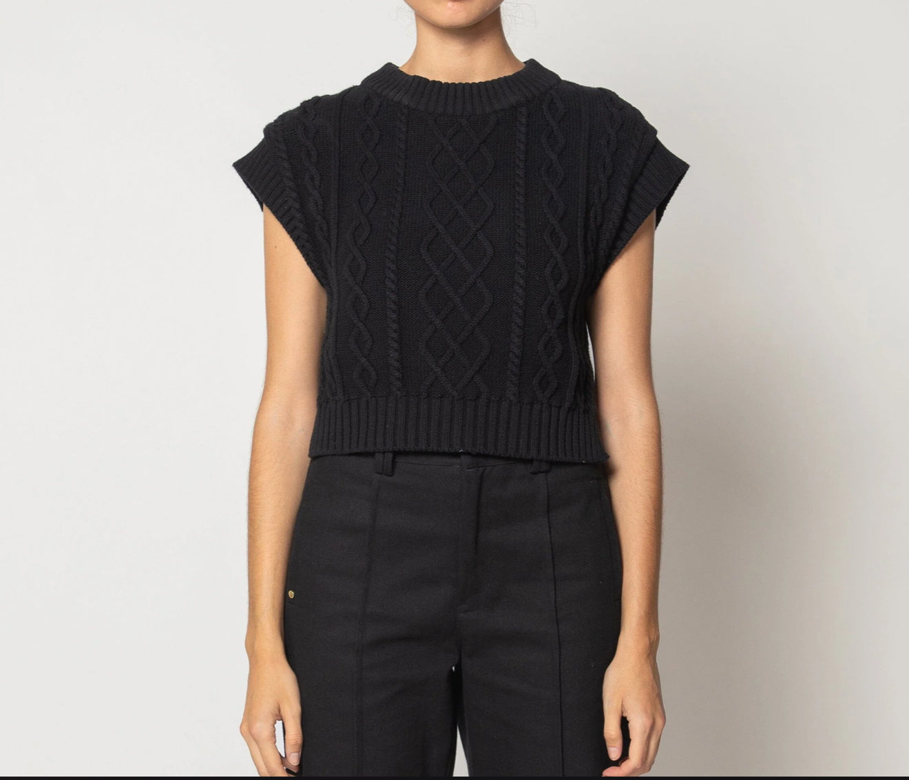 Cleobella Gigi Cropped Sweater Vest - Black