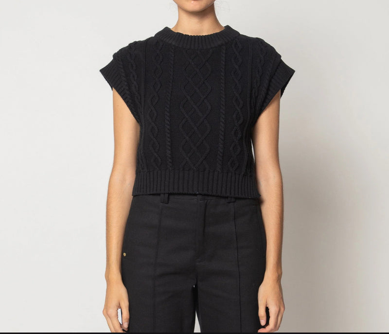 Cleobella Gigi Cropped Sweater Vest - Black