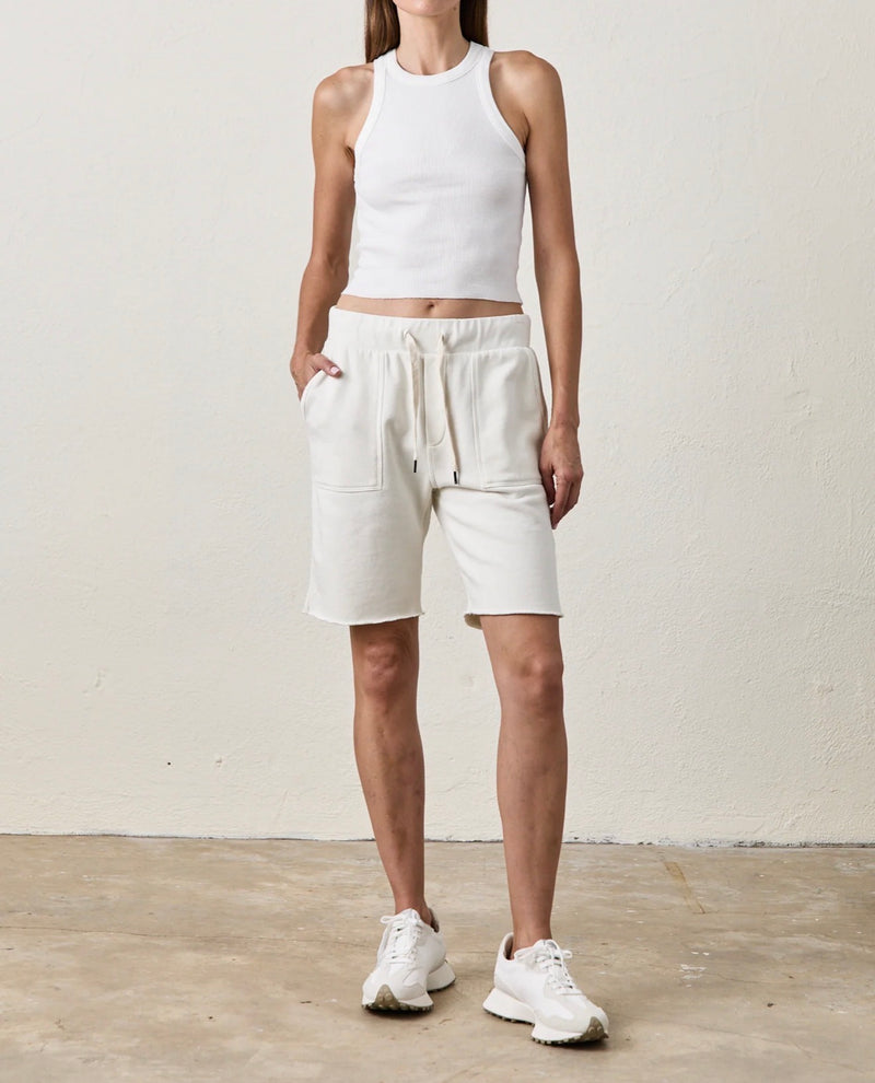 NSF Jen Drawstring Cut Off Shorts - Soft White