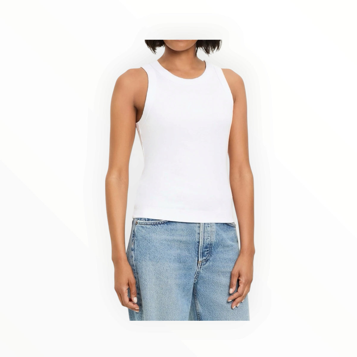 Michael Stars Gina Ribbed Crop Tank - White