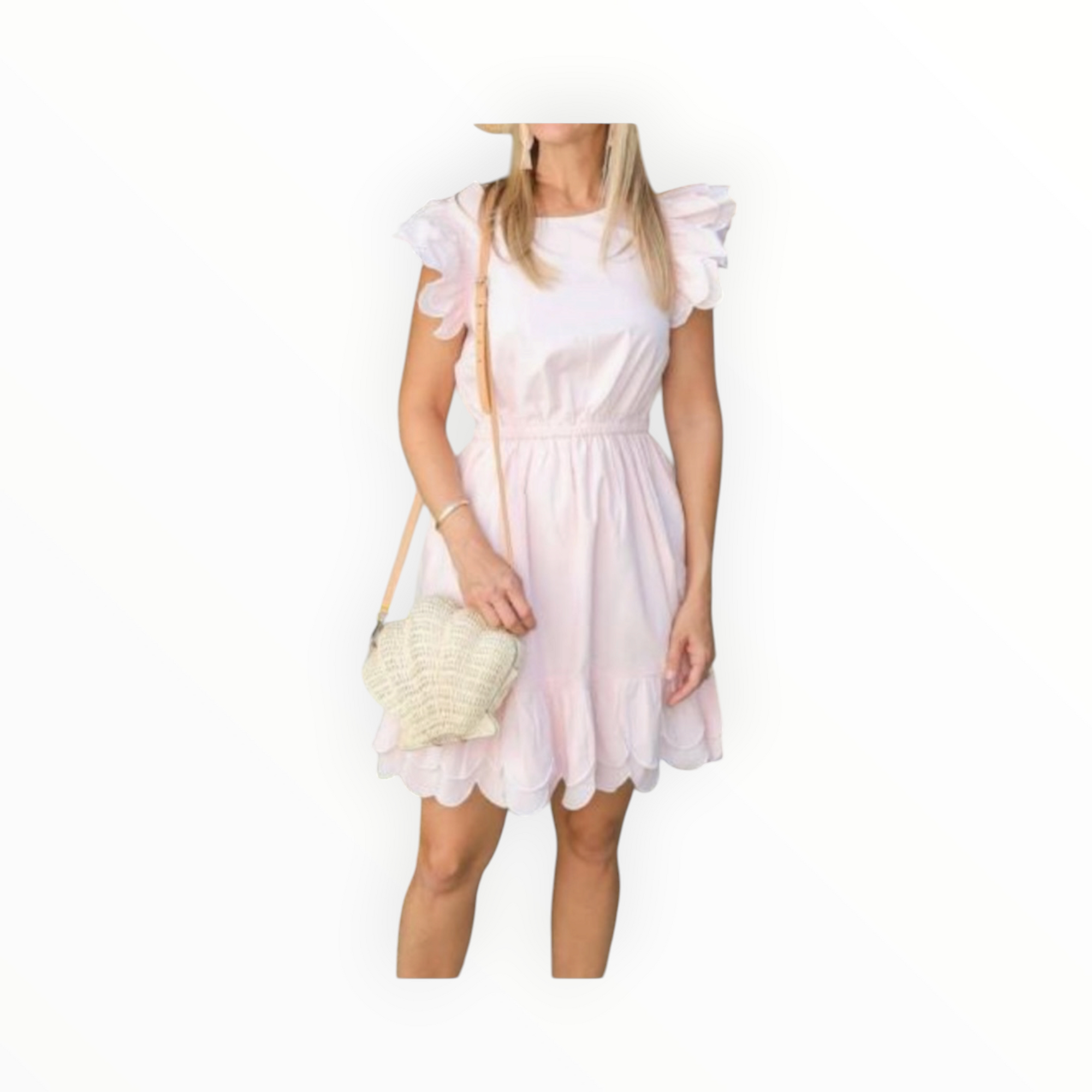 Sail To Sable Scalloped Hem Mini Dress - Blush