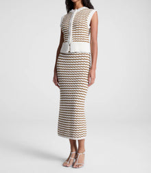 A.L.C. Alexis Striped Knit Skirt - Parchment/Aged Bronze