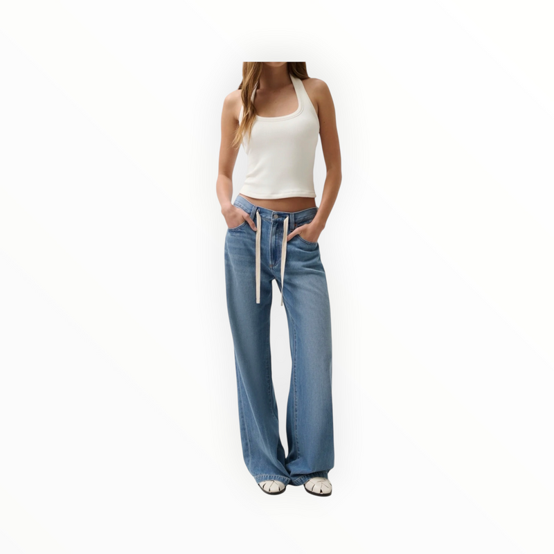 Pistola Jadyn Mid Rise Drawstring Palazzo Jean - Expanse