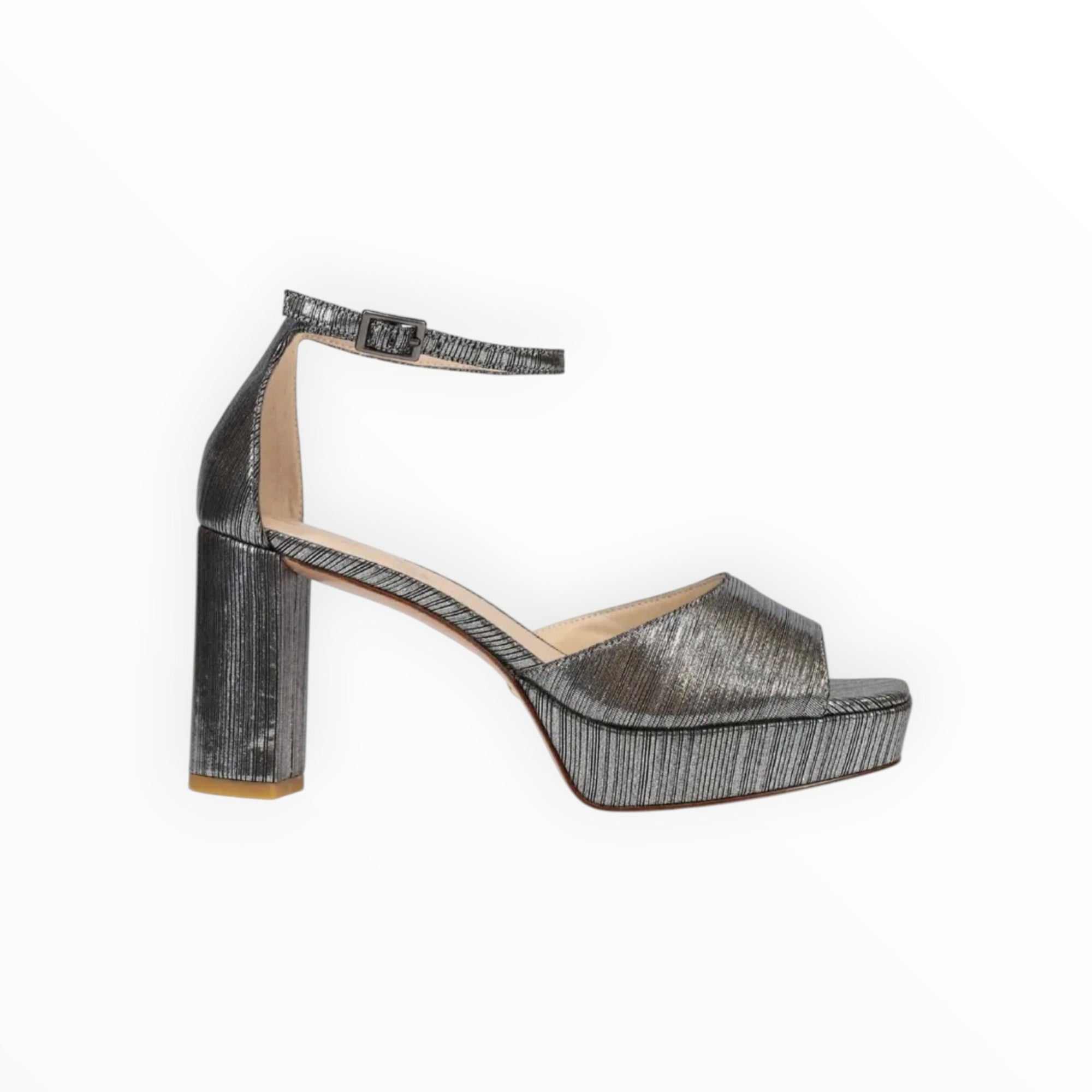 Pelle Moda Pearly Ankle Strap Platform Sandal - Pewter