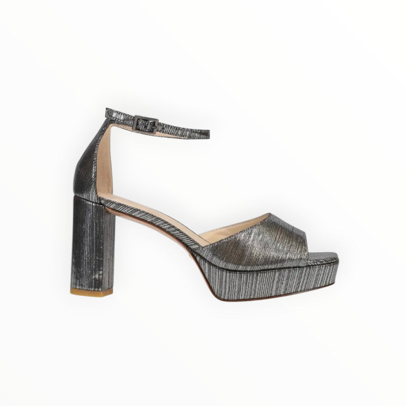 Pelle Moda Pearly Ankle Strap Platform Sandal - Pewter