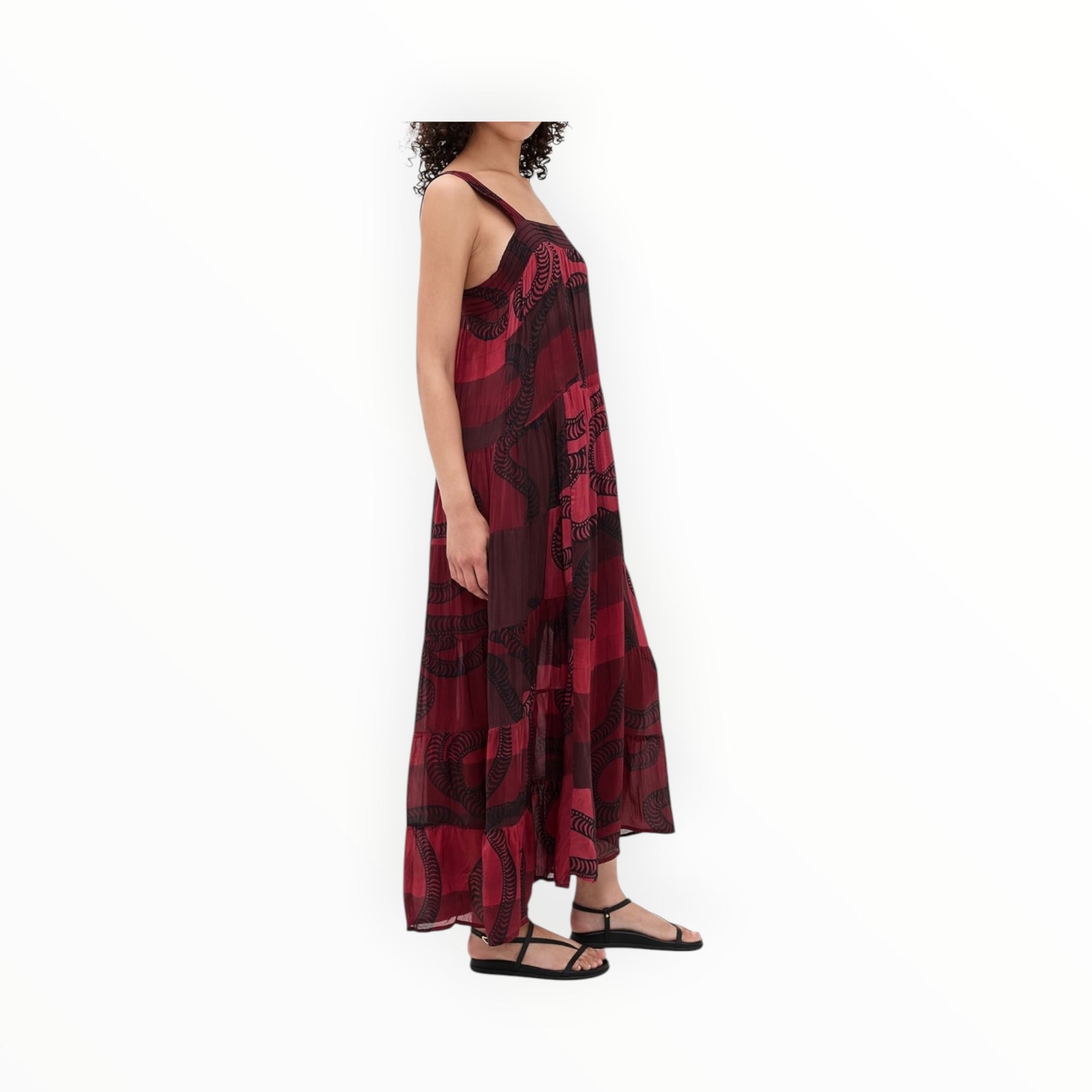 Natalie Martin Jasmine Maxi Dress With Sash - Ament Snake Oxblood