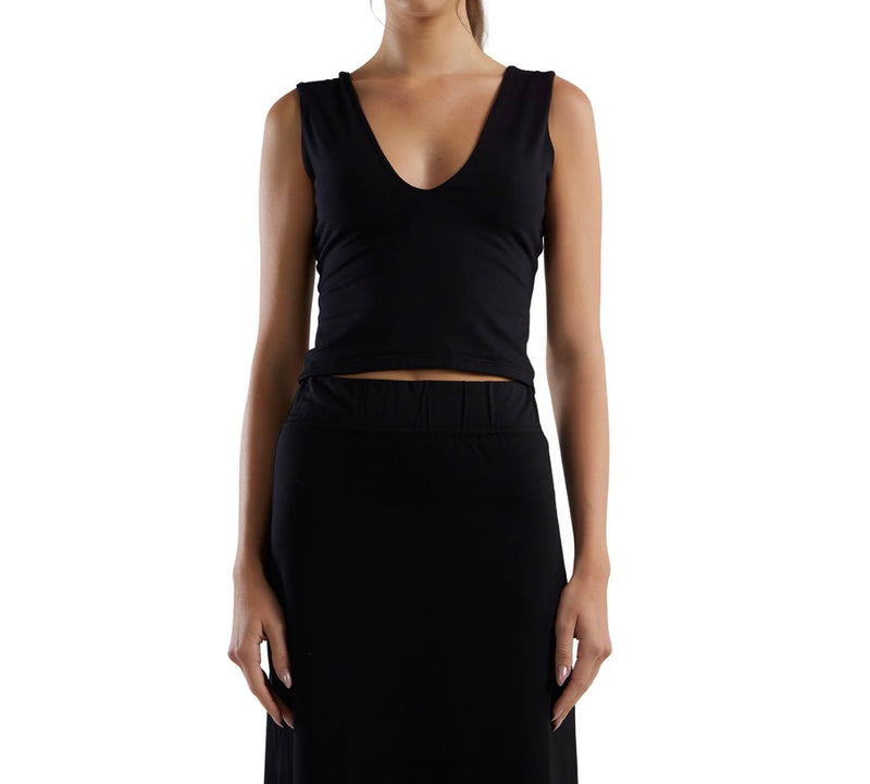 Les Tien Blake Deep V Tank - Jet Black