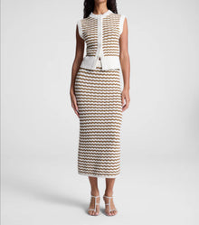 A.L.C. Alexis Striped Knit Skirt - Parchment/Aged Bronze