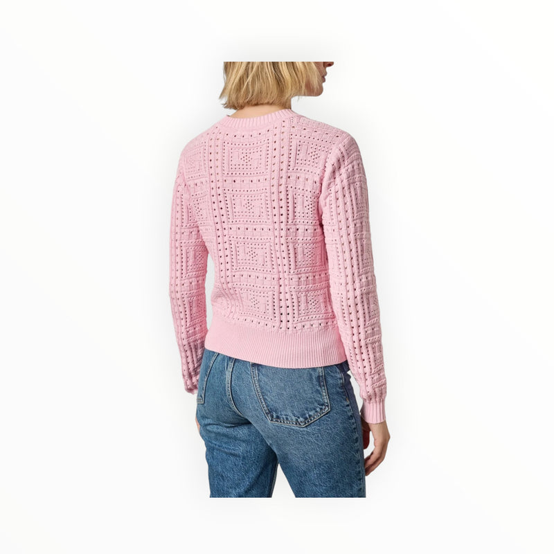 LILLA|P Patchwork Stitch Crewneck Sweater - Peony