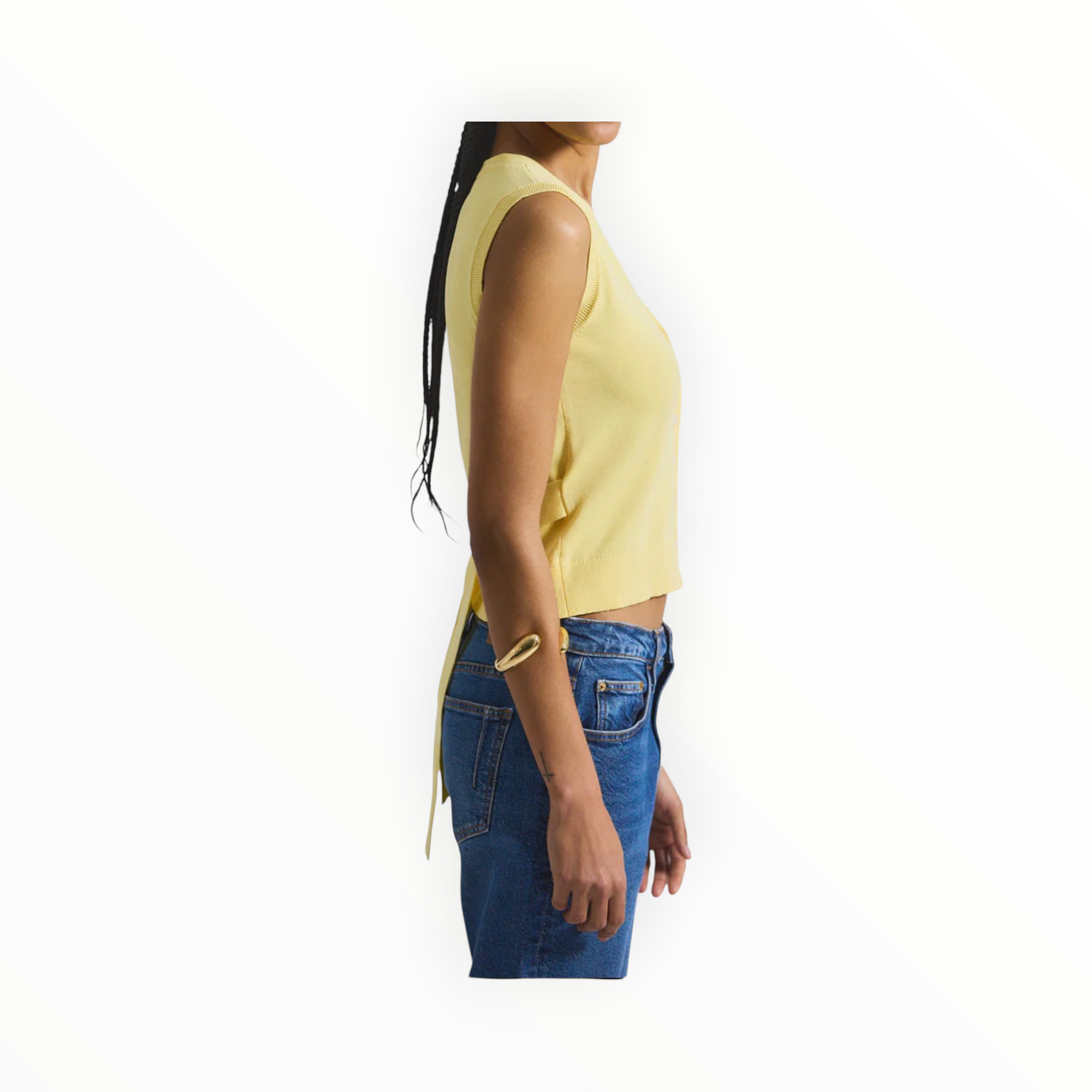 Derek Lam 10 Crosby Brit Sleeveless Cardigan - Buttercup