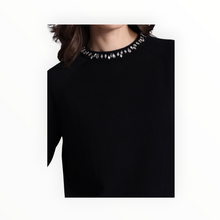 Minnie Rose Cotton Cashmere Raglan Crew Jewel Neck - Black