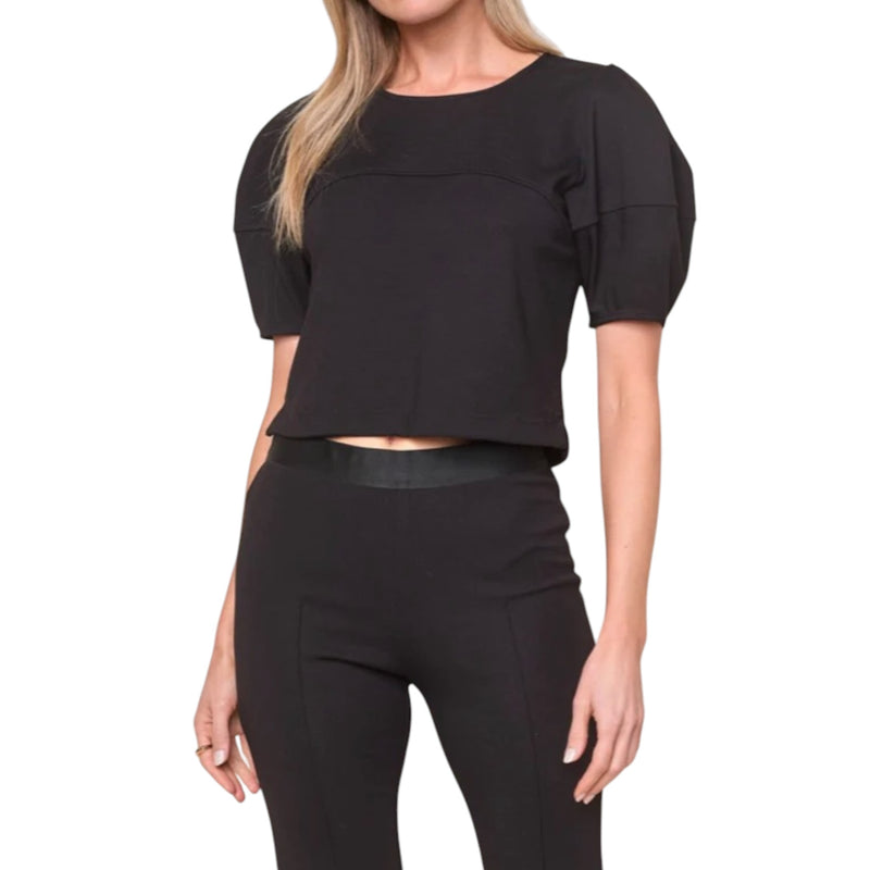 Stateside Luxe Ponte Lantern Sleeve Top - Black