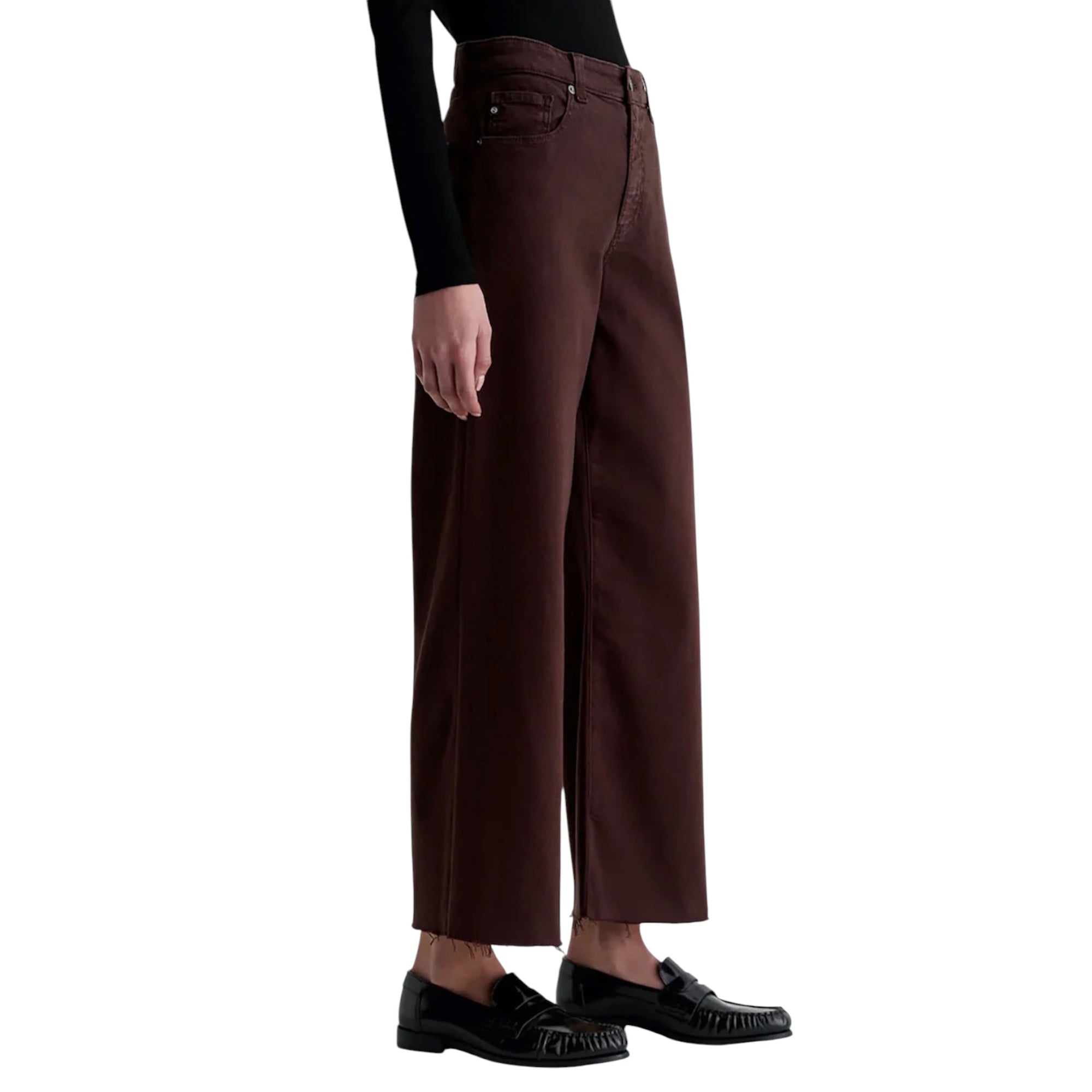 AG Jeans Saige Wide Leg Crop - Coffee Bean