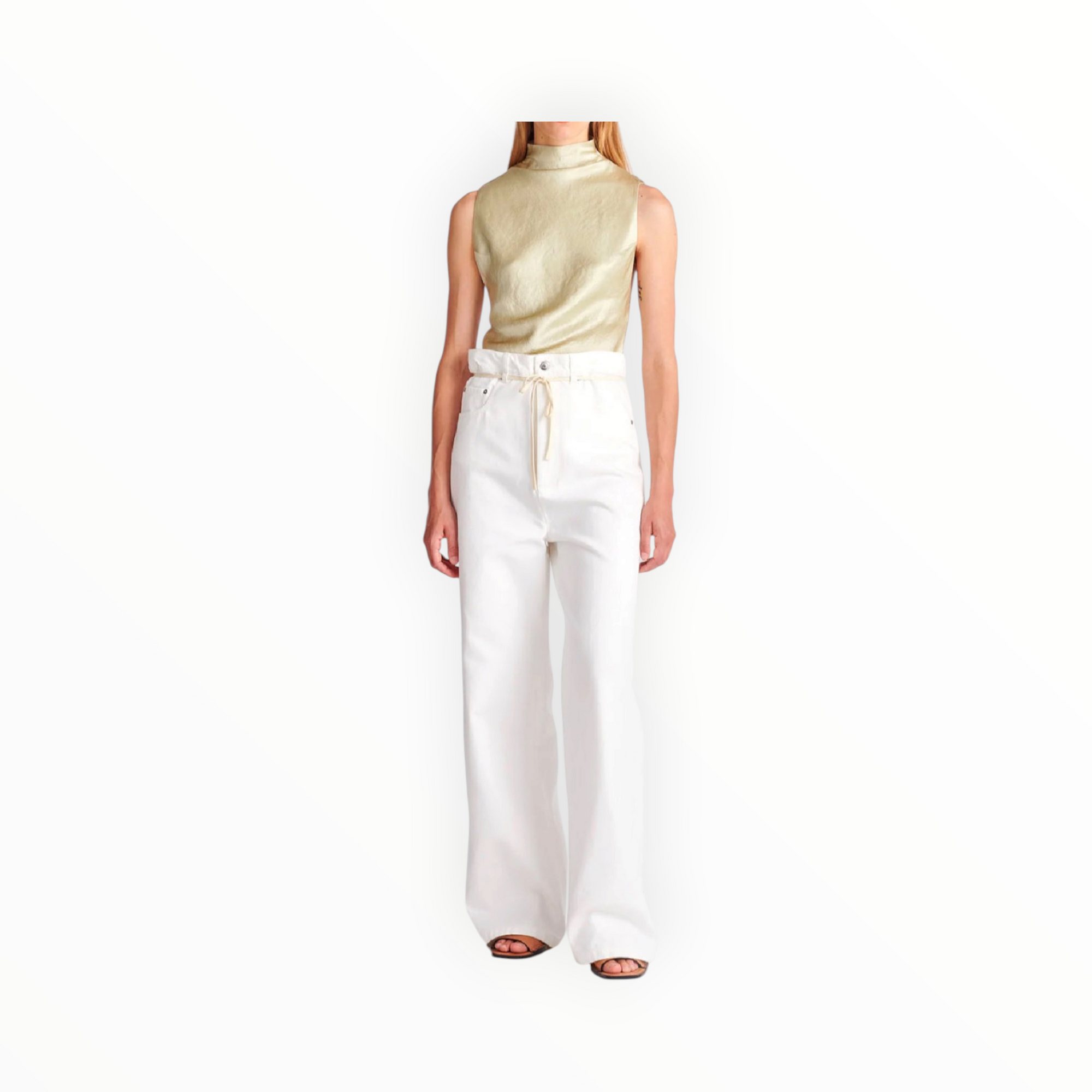 Nanushka Colson Crinkled Satin Turtleneck Top - Green Tea