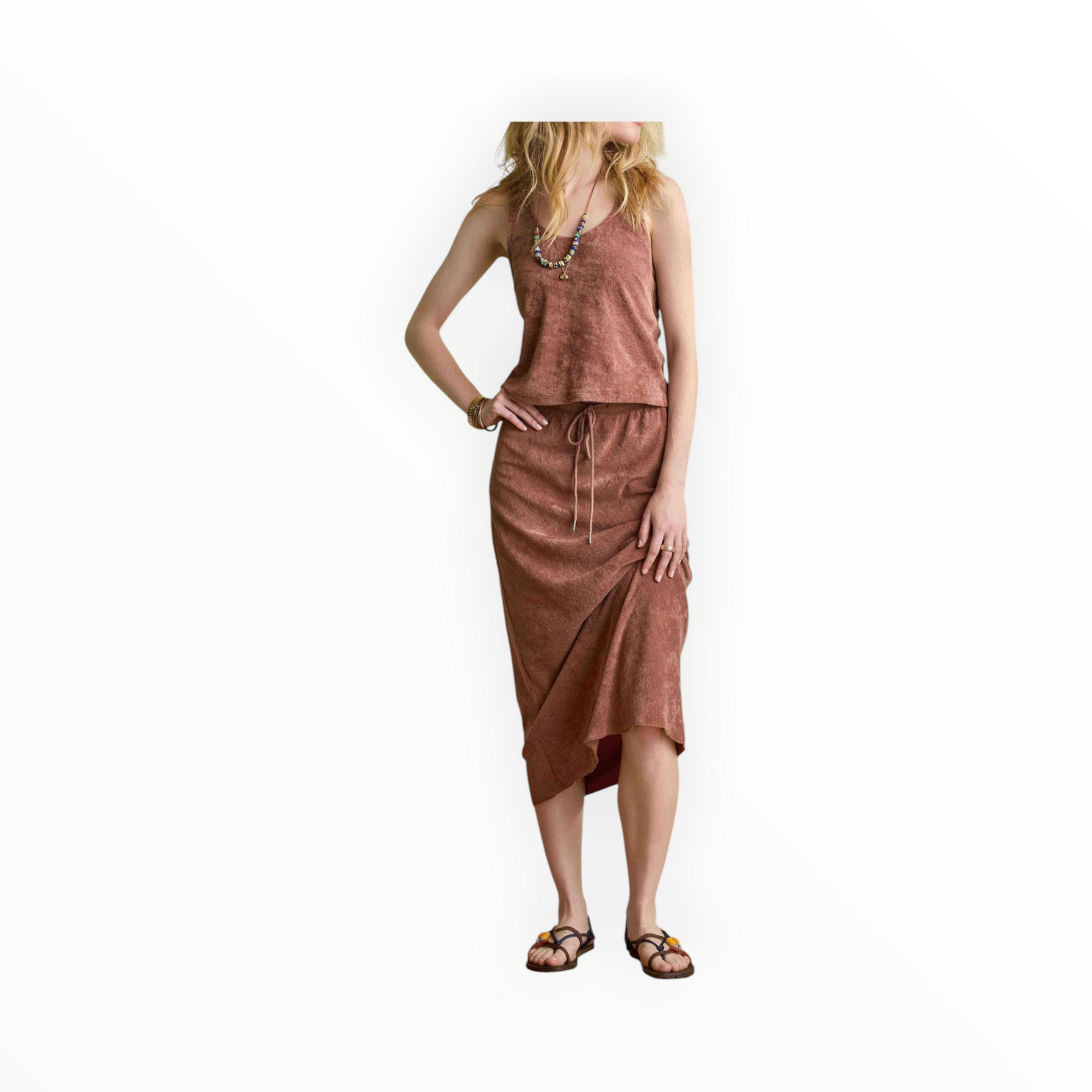LILLA|P Terry Bias Skirt - Bark