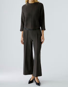 Oui Wide Leg Pull On Pants - Espresso