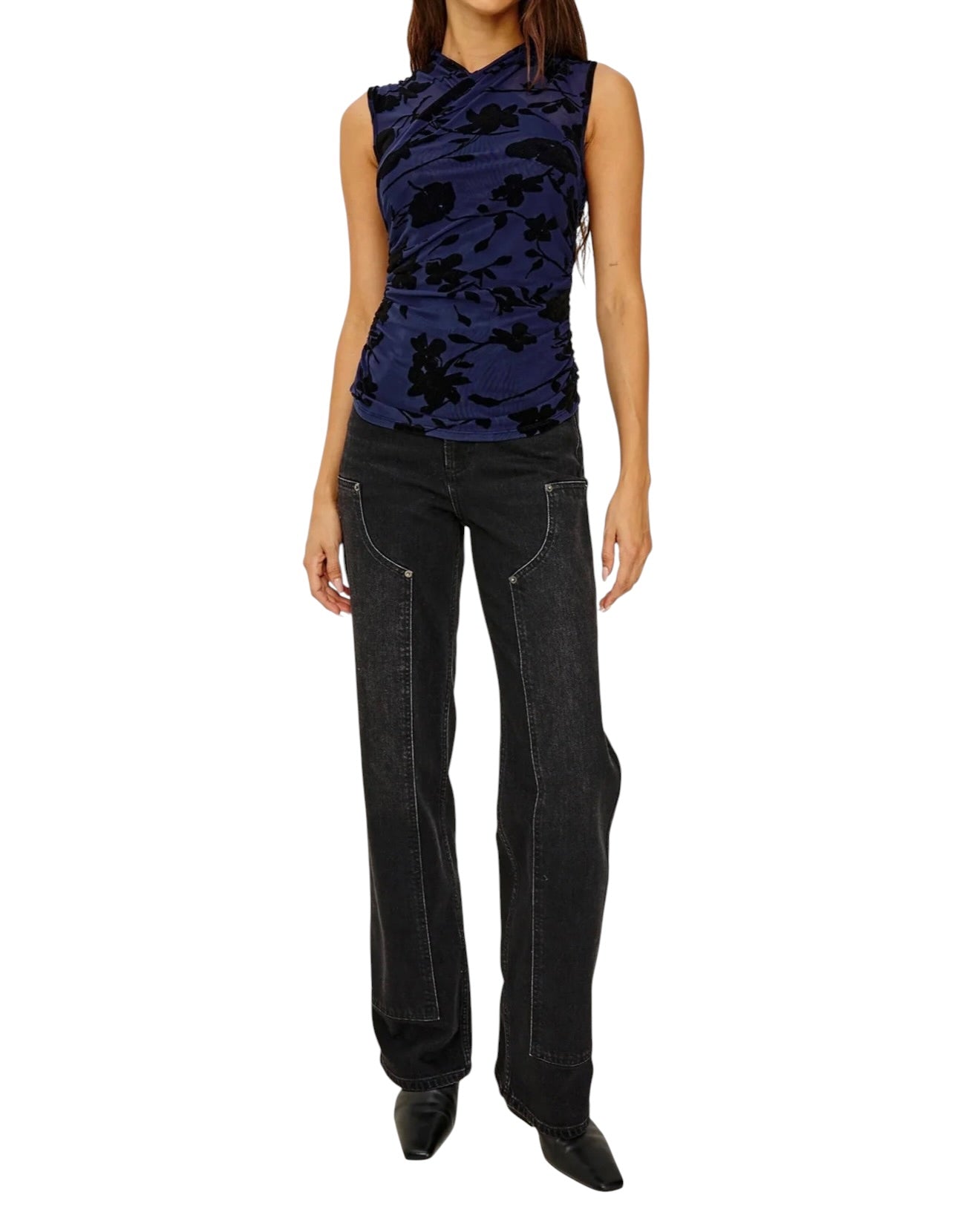 Rails Lauris Top - Navy Tossed Roses