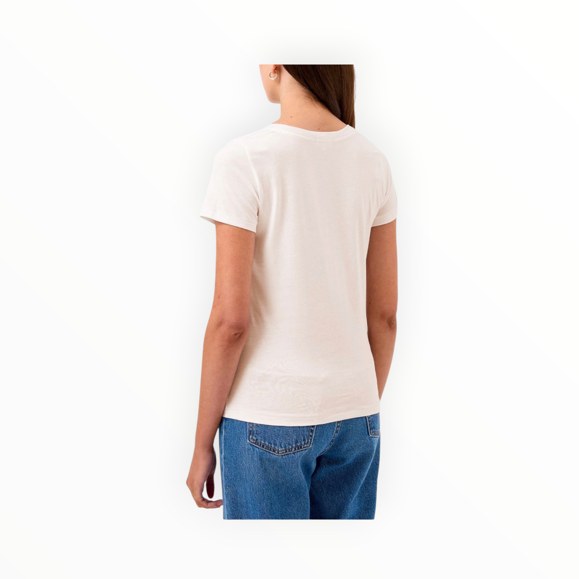 Goldie LeWinter Cleo V Neck Tee - White Sand