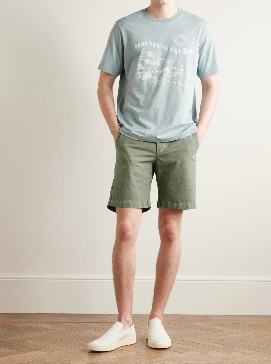 Hartford Byron Slim Cut Straight Leg Shorts - Faded Green