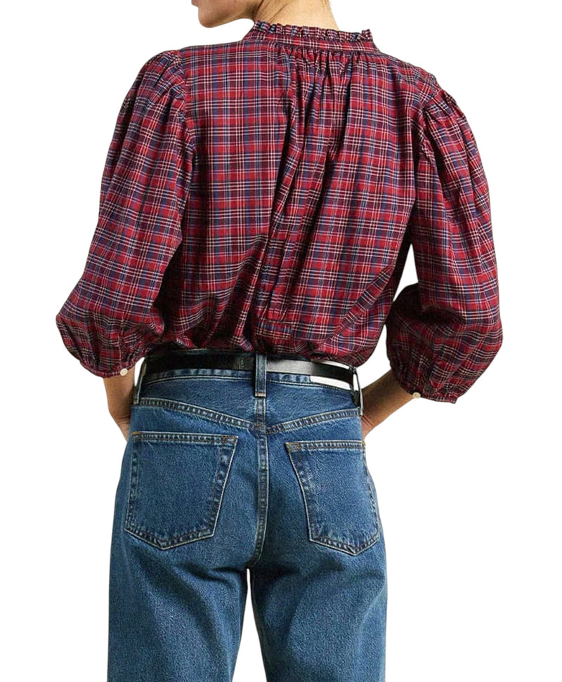 Trovata Orly Blouse - Mulled Wine Plaid