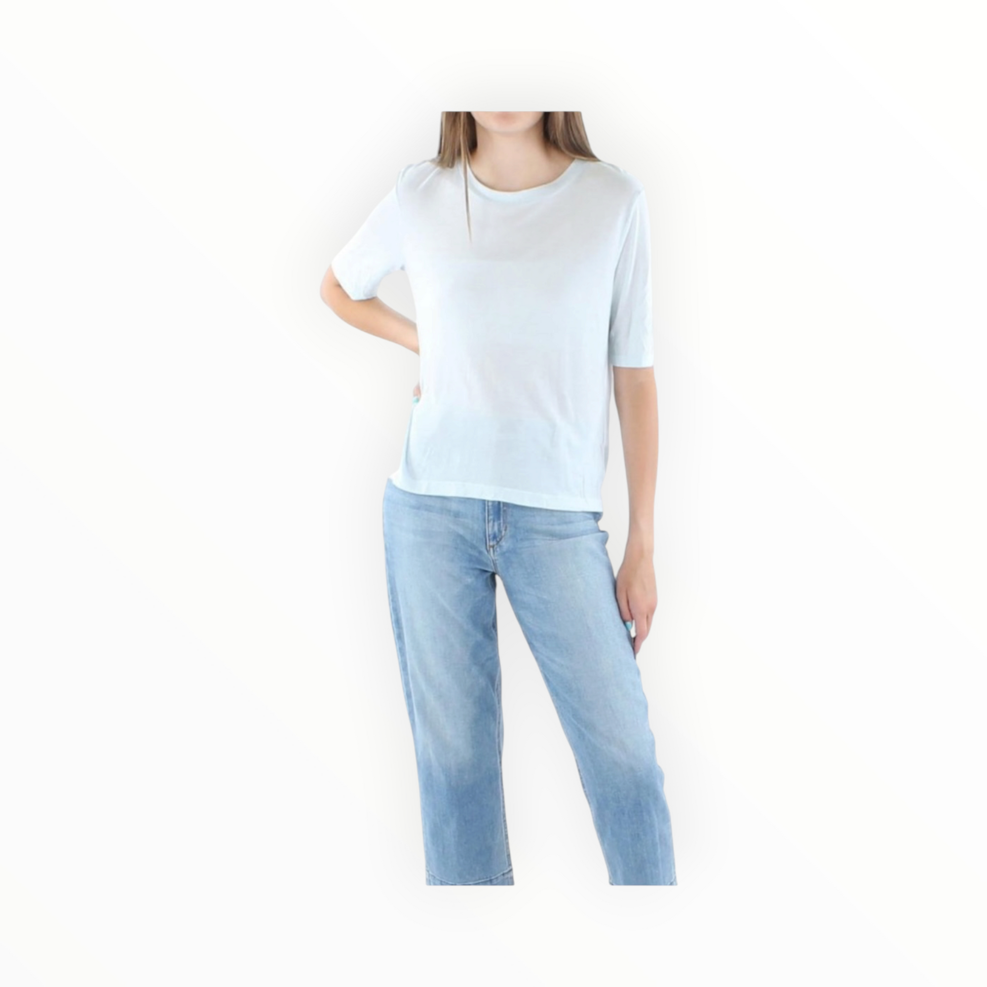 Vince Sheer Elbow Sleeve Pullover Top - Sky Blue