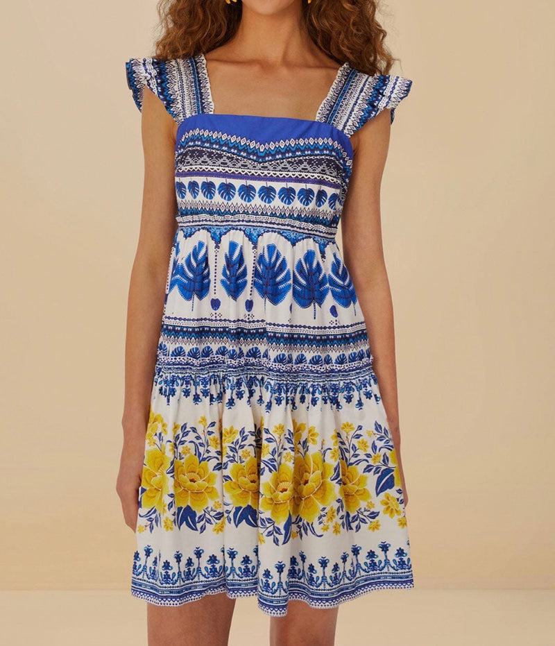 FARM Rio Off-White Zuli Organic Cotton Mini Dress