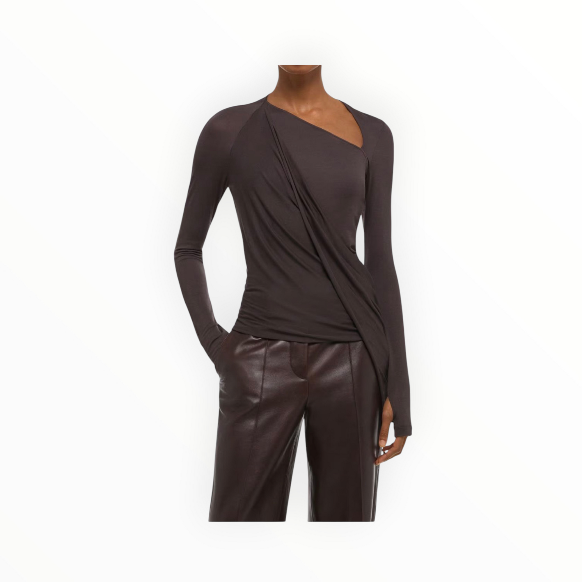 Helmut Lang Twisted Long Sleeve Shirt - Dark Roast