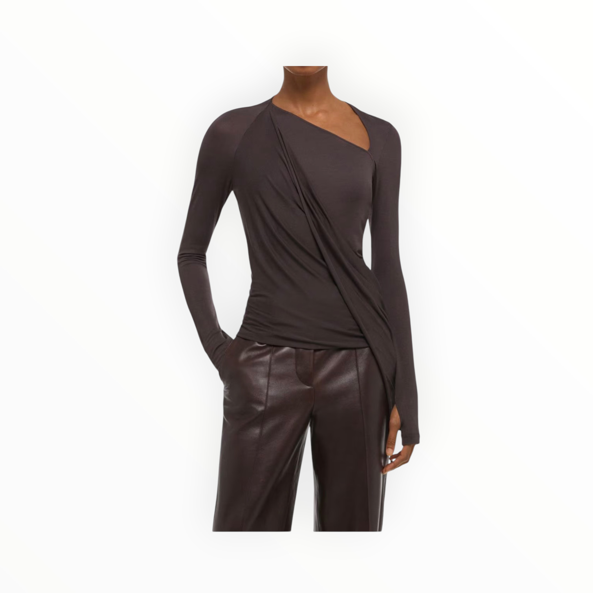 Helmut Lang Twisted Long Sleeve Shirt - Dark Roast