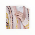ALYSI Stripes & Jacquard Cardigan - Plaster