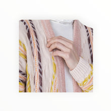 ALYSI Stripes & Jacquard Cardigan - Plaster