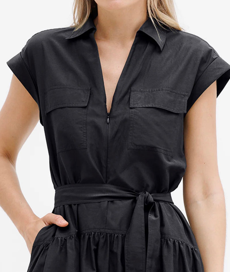 go BY GOSILK Go Zipline Dress - Washed Black