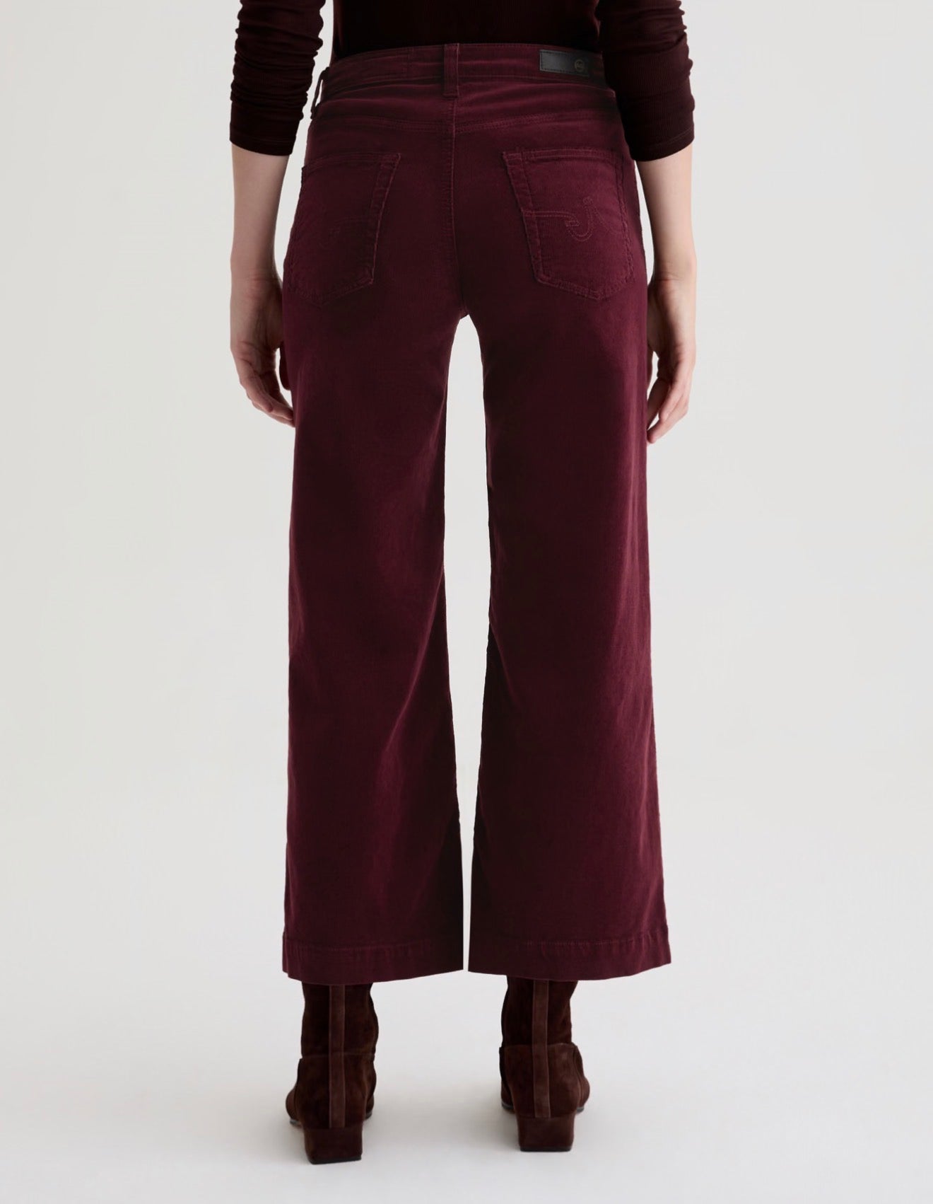 AG Jeans Saige Wide Leg Crop Corduroy Pant - Winery