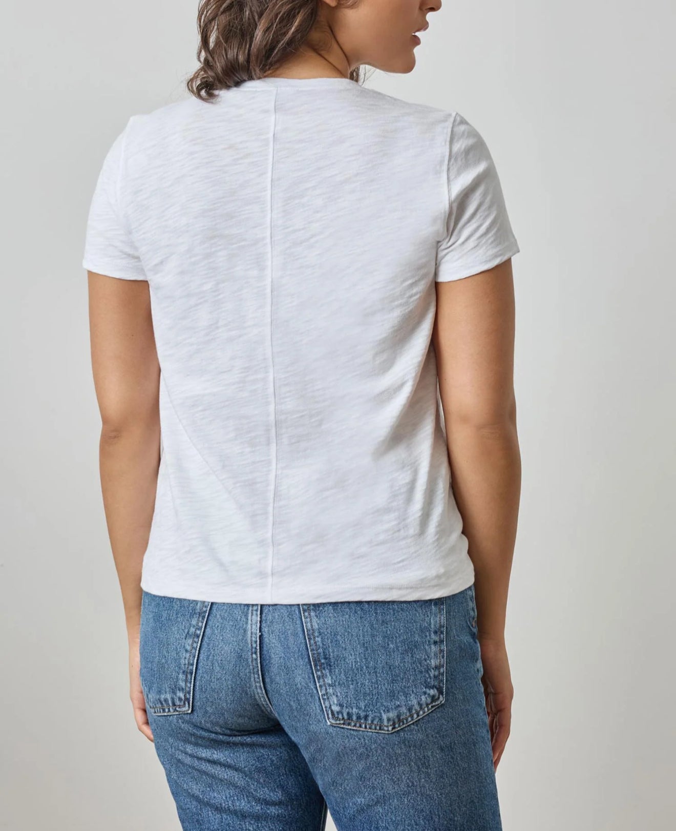 LILLA|P V Neck Back Seam Tee - White