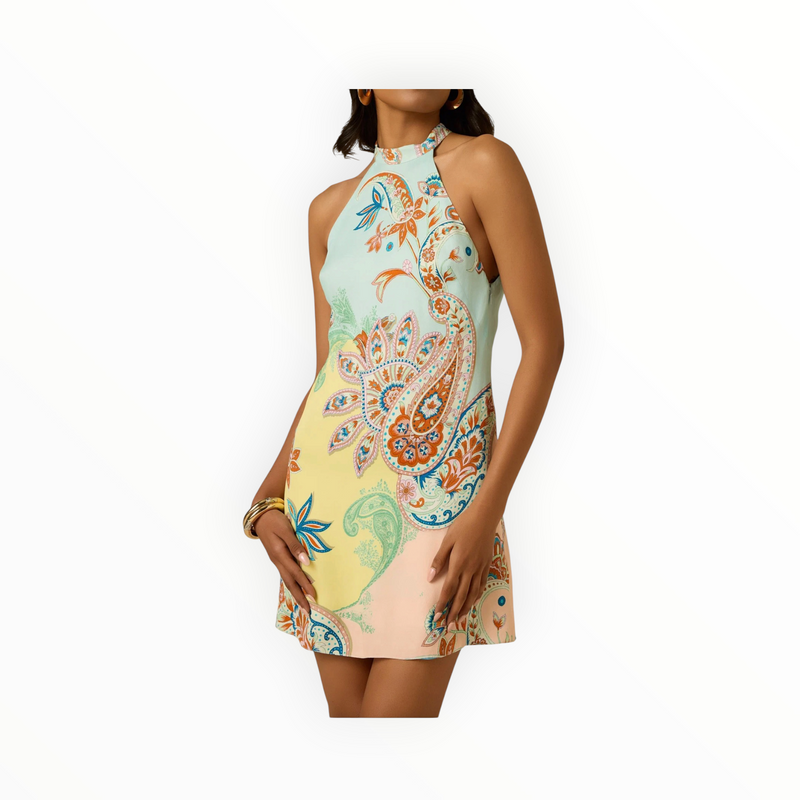 Hemant & Nandita Halter Mini Dress - Multi