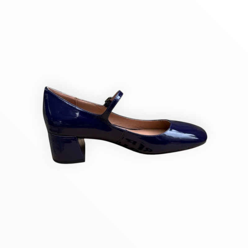 BiBi Lou Cardiff Mary Jane Heels - Navy Patent
