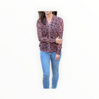 Liverpool Mesh Button Front Knit Shirt - Burgundy Ikat