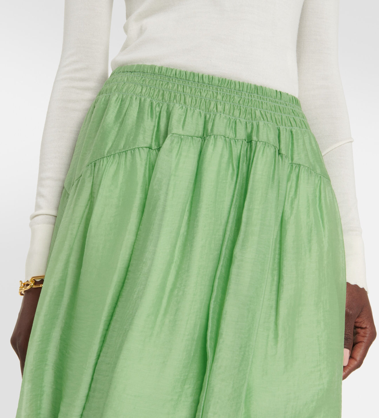 Vince Smocked Waist Pull On Skirt - Sprout Green