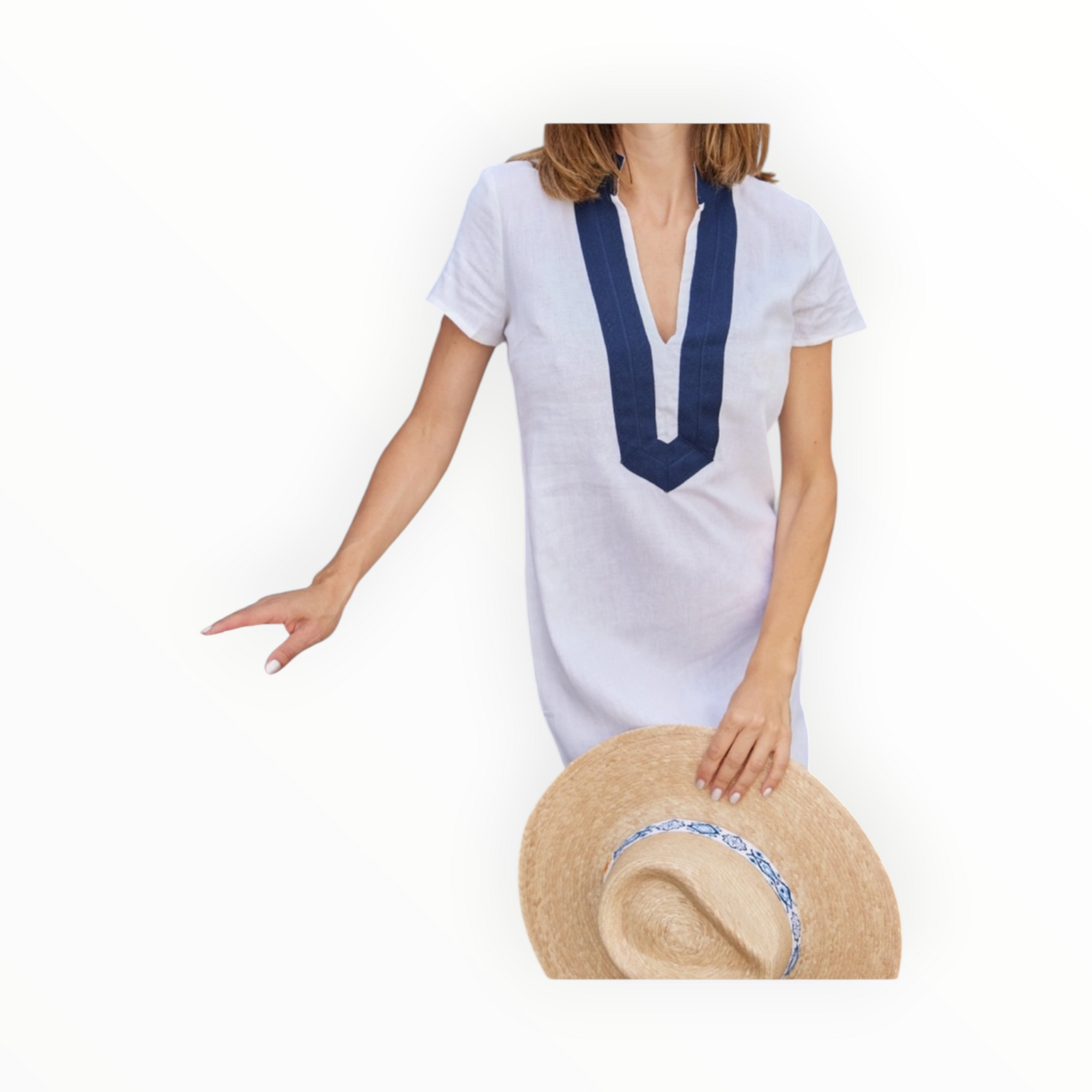 Sail To Sable Short Sleeve Classic Tunic - White/Navy