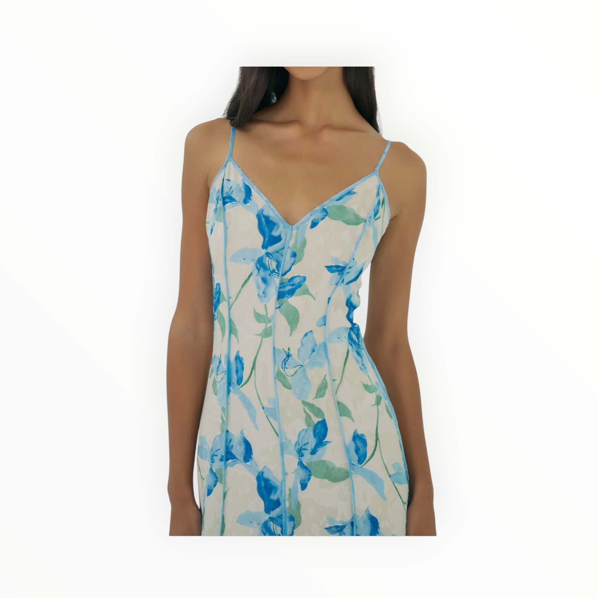 Hutch Tasmin Dress - Ivory/Sky Watercolor Vining Daffodils