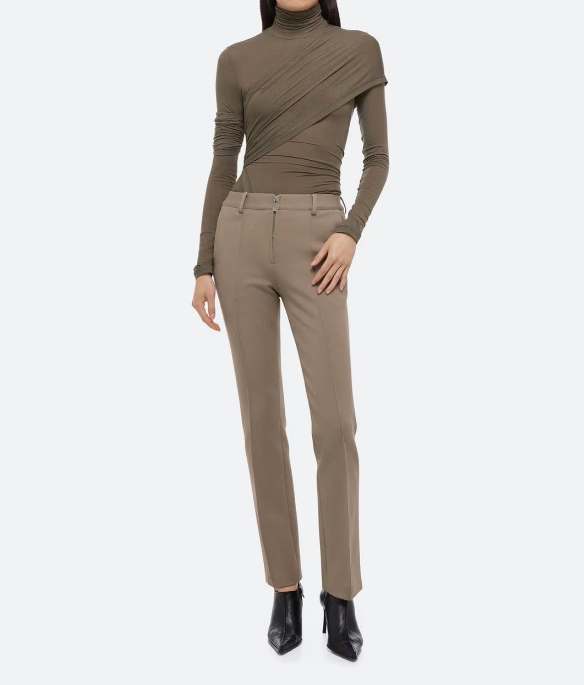 Helmut Lang Straight Slim Zip Pants - Taupe