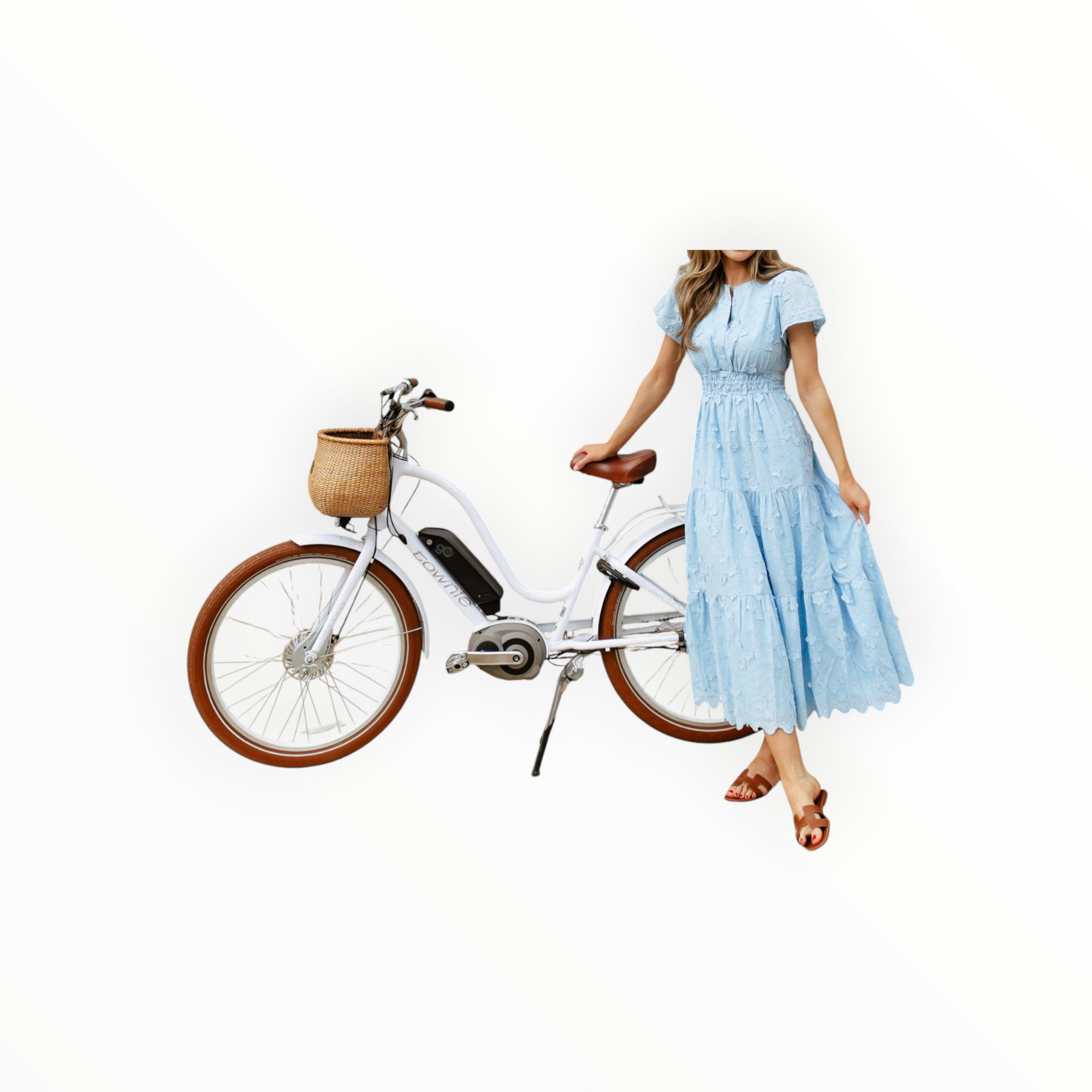 Sail To Sable Sky Eyelet Cinched Waist Midi Dress