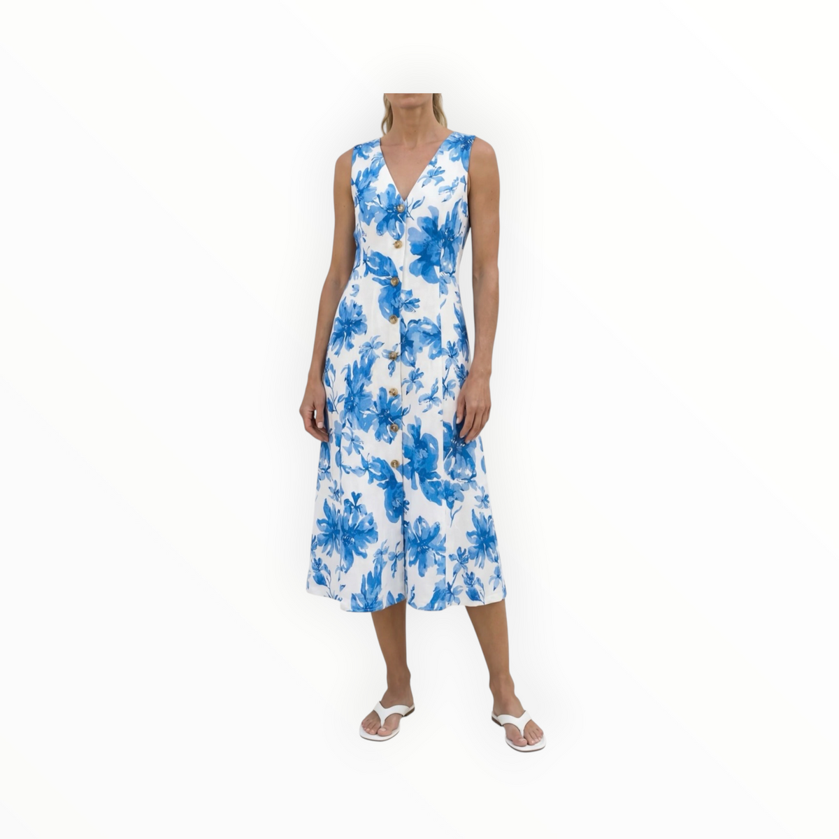 Amanda Maria Tailored Linen Blend Dress - Bloom