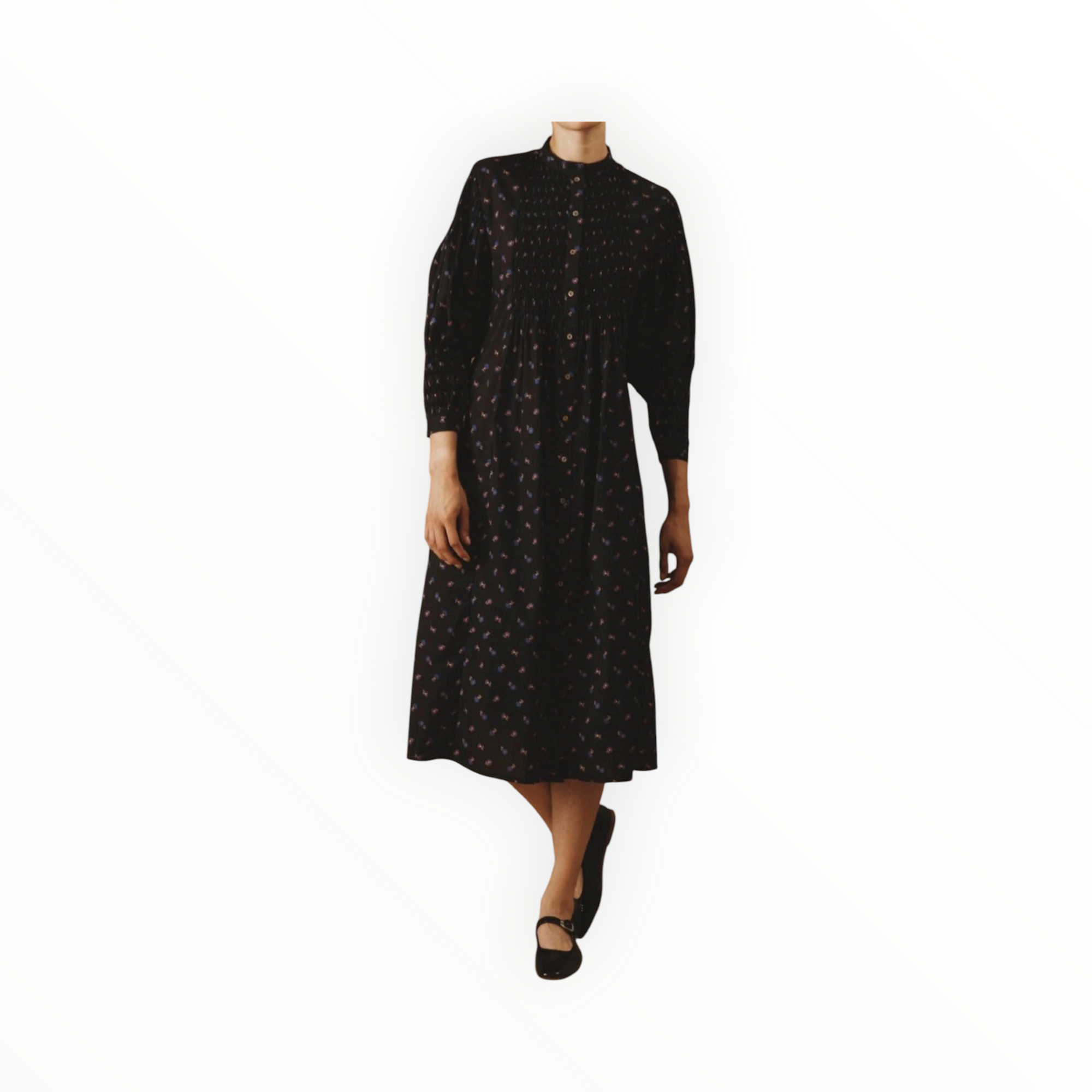 Thierry Colson Carnation Print Yvana Dress – Black