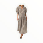 sundays Celeste Skirt-Umber Lurex Stripe
