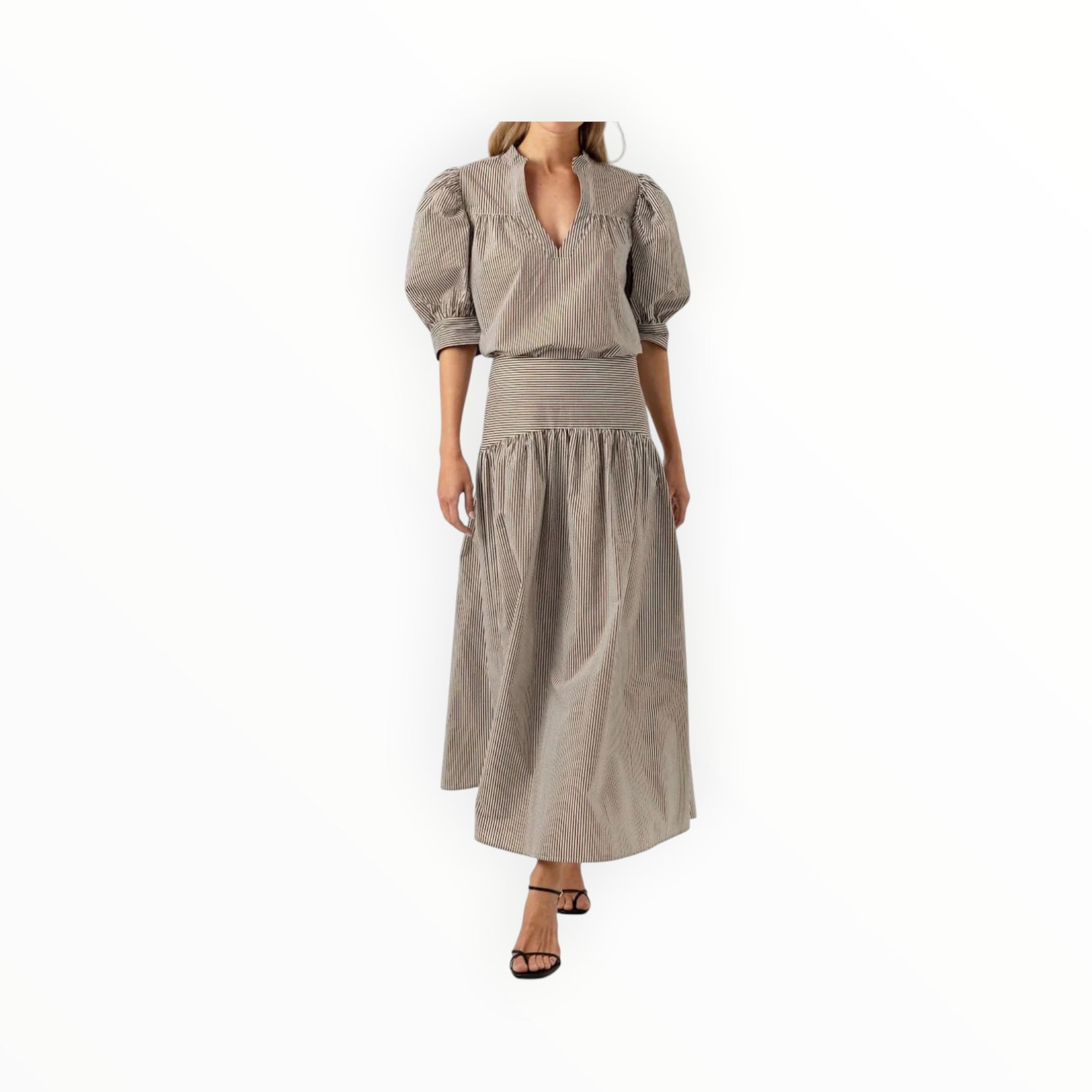 sundays Celeste Skirt-Umber Lurex Stripe