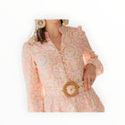 Sail To Sable Peach & Lemon Blush Medallion Print Belted Tunic Dress