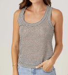 sundays Danny Linen Tank - Mono Luxe Stripe